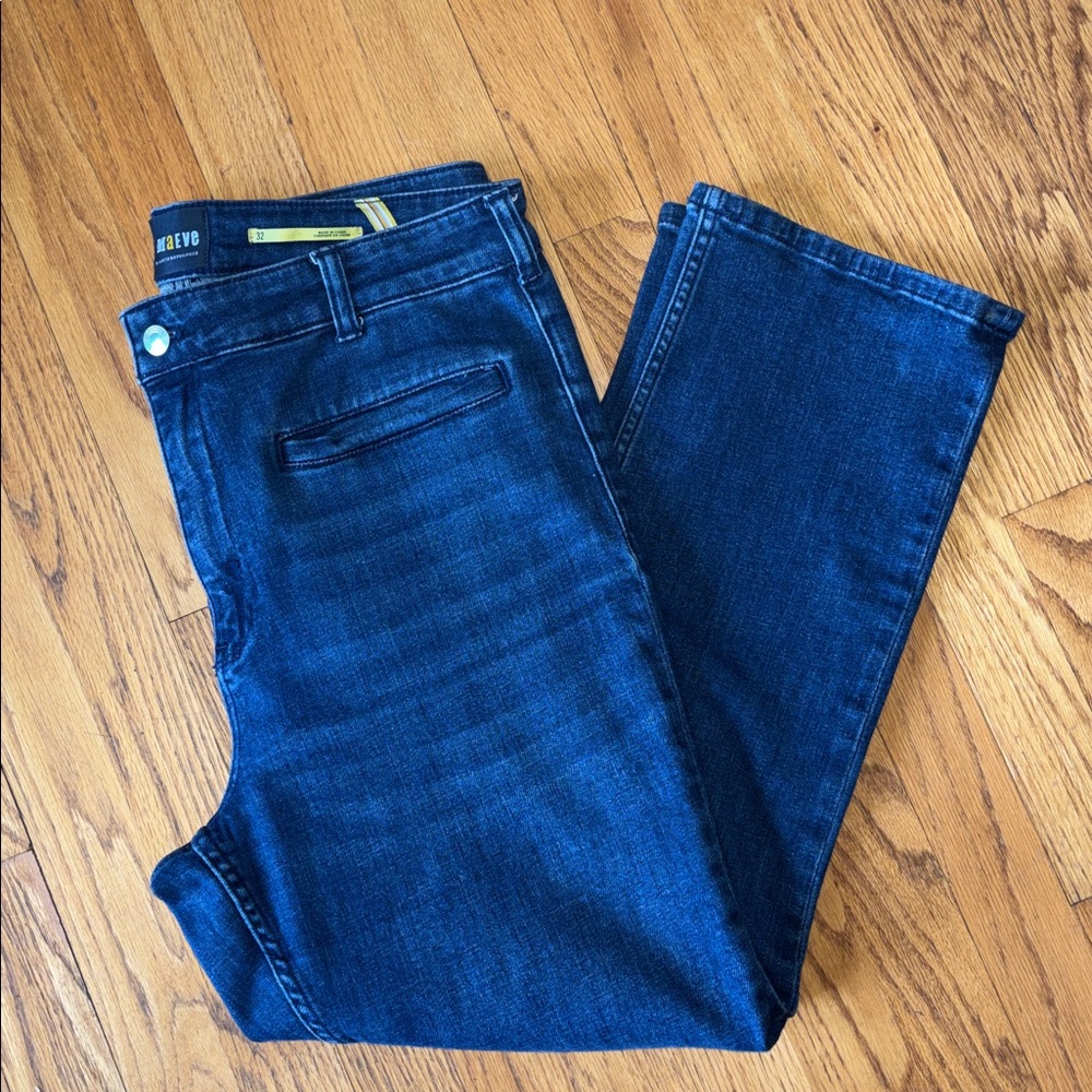 Maeve Anthropologie Dark Wash Stretch Jeans High-Rise Straight Leg Women Size 32 - Picture 4 of 16